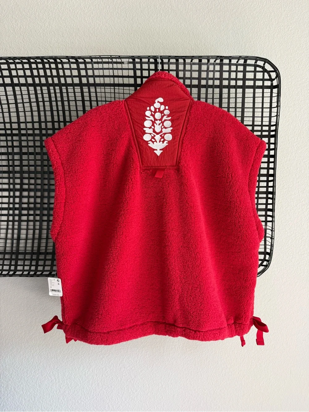 Free people Scout It Out Embroidered Fleece Vest cranberry red